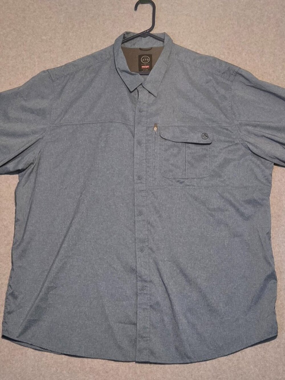Wrangler ATG Shirt Men's XXL Blue Short Sleeve Workwear Vented Fishing Outdoors